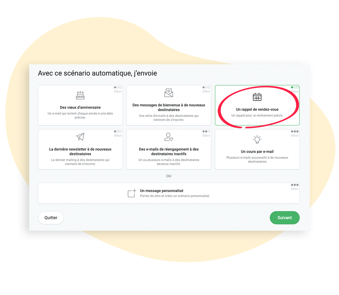 Étape 1 : Sélectionner le cas d'utilisation Rappel de rendez-vous